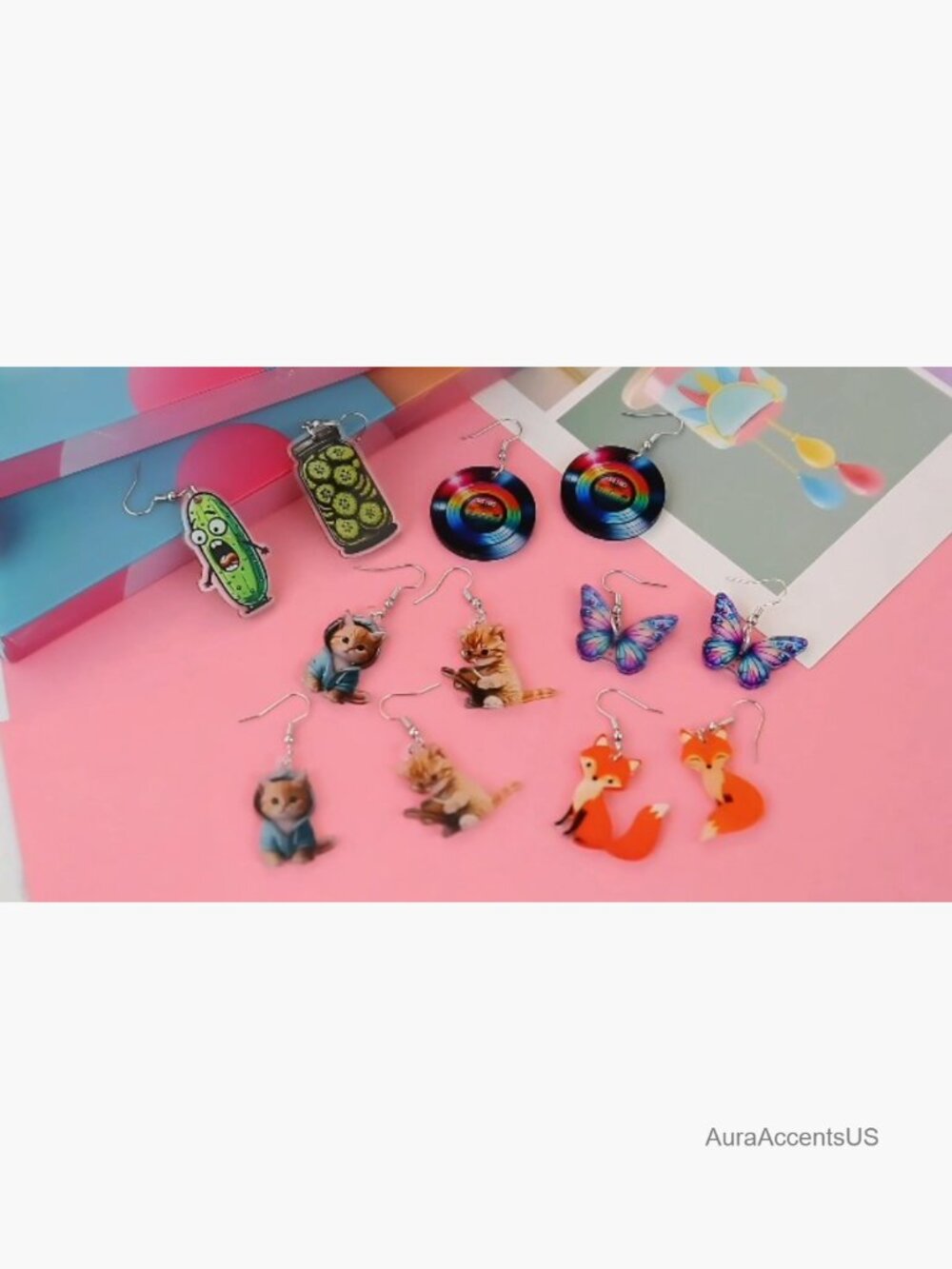 36 Pairs Cute Fun Earrings Set Weird Cool Statement Dangle Resin - Picture 7 of 7